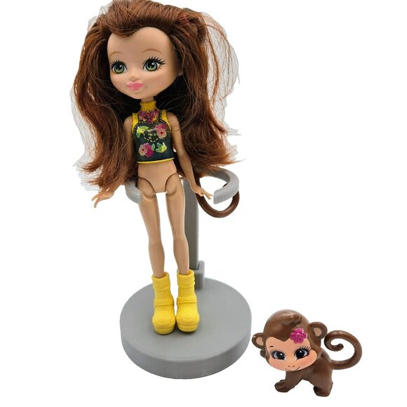 Doll Enchantimals Doll Merit Monkey And Swing Figure Pet Mattel Yellow Brown - Picture 1 of 9